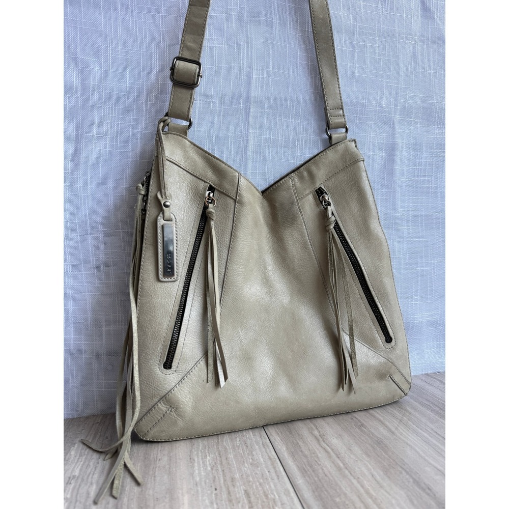 Joe's Jeans Crossbody Bag Grey Leather Boho Tassel Purse Boho Chic Western‎